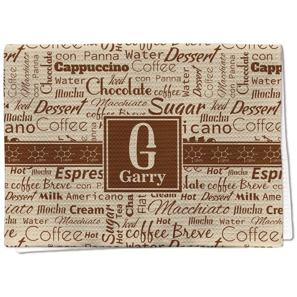 Custom Coffee Lover Kitchen Towel - Waffle Weave - Full Color Print (Personalized)
