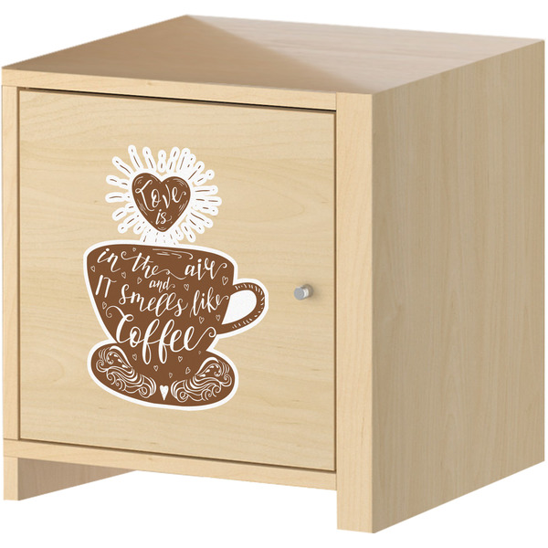 Coffee Lover Wall Graphic on Wooden Cabinet