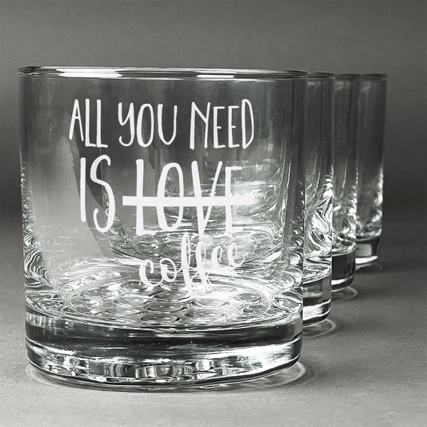 Custom Coffee Lover Whiskey Glasses (Set of 4)