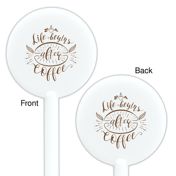Coffee Lover White Plastic 5.5" Stir Stick - Double Sided - Round - Front & Back