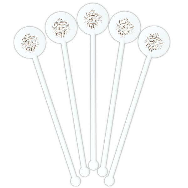 Coffee Lover White Plastic 5.5" Stir Stick - Fan View