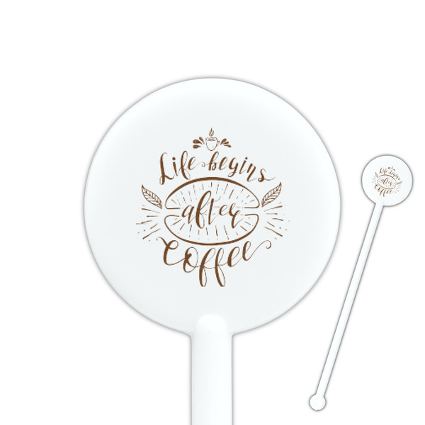 Custom Coffee Lover 5.5" Round Plastic Stir Sticks - White - Single Sided
