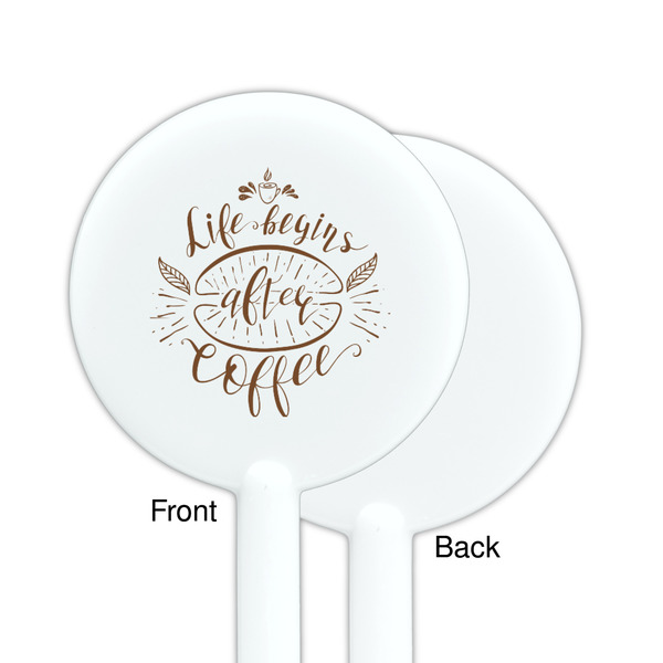 Coffee Lover White Plastic 5.5" Stir Stick - Single Sided - Round - Front & Back