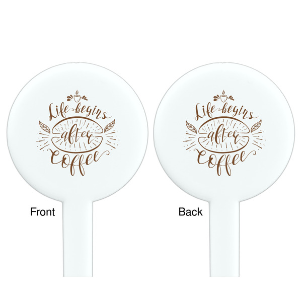 Coffee Lover White Plastic 7" Stir Stick - Double Sided - Round - Front & Back