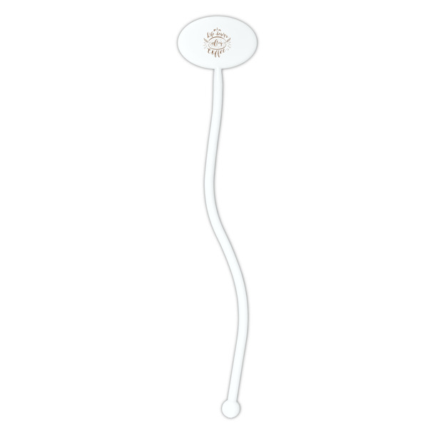 Coffee Lover White Plastic 7" Stir Stick - Oval - Single Stick