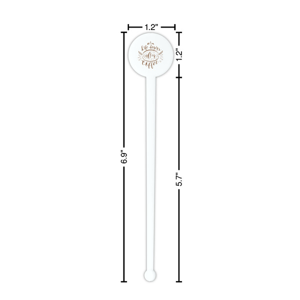 Coffee Lover White Plastic 7" Stir Stick - Round - Dimensions