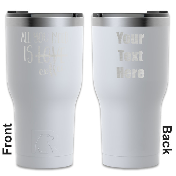Custom Coffee Lover RTIC Tumbler - White - Engraved Front & Back (Personalized)