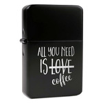Coffee Lover Windproof Lighter - Black - Double Sided & Lid Engraved