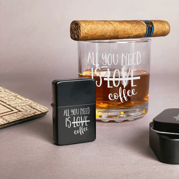 Coffee Lover Windproof Lighters - Black - In Context