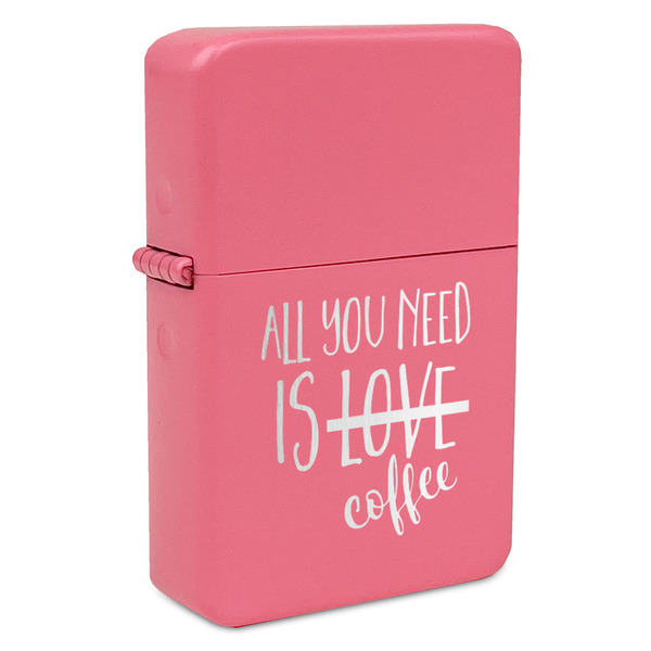 Custom Coffee Lover Windproof Lighter - Pink - Single Sided