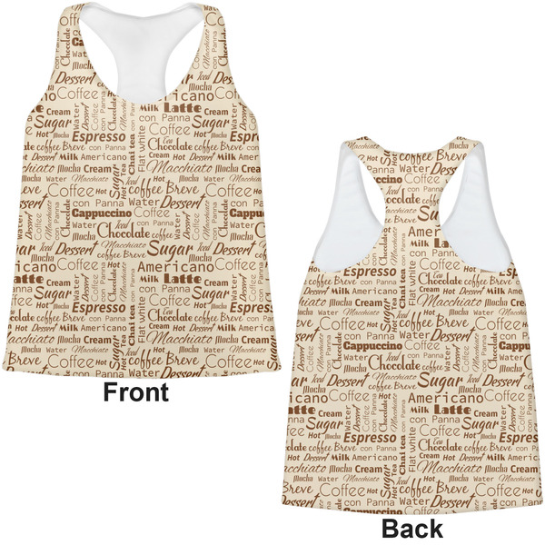Coffee Lover Womens Racerback Tank Tops - Medium - Front and Back
