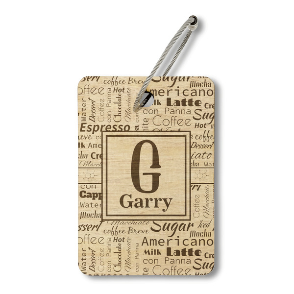 Custom Coffee Lover Wood Luggage Tag - Rectangle (Personalized)