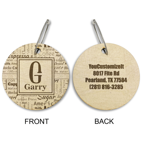 Coffee Lover Wood Luggage Tags - Round - Approval
