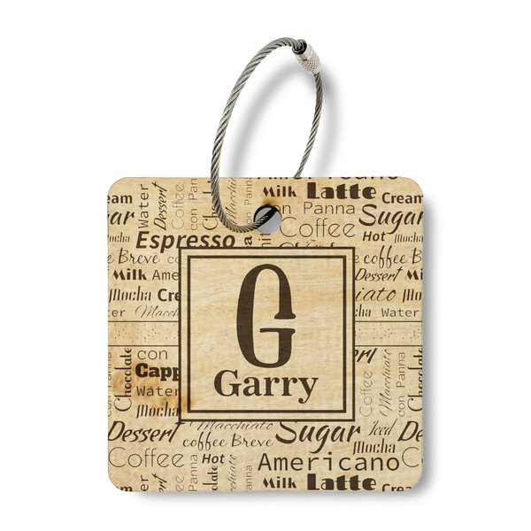Custom Coffee Lover Wood Luggage Tag - Square (Personalized)