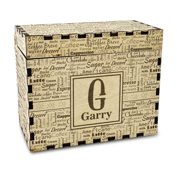 Custom Coffee Lover Wood Recipe Box - Laser Engraved (Personalized)