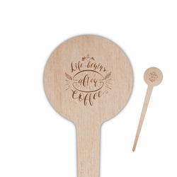 Coffee Lover 4" Round Wooden Food Picks - Single Sided