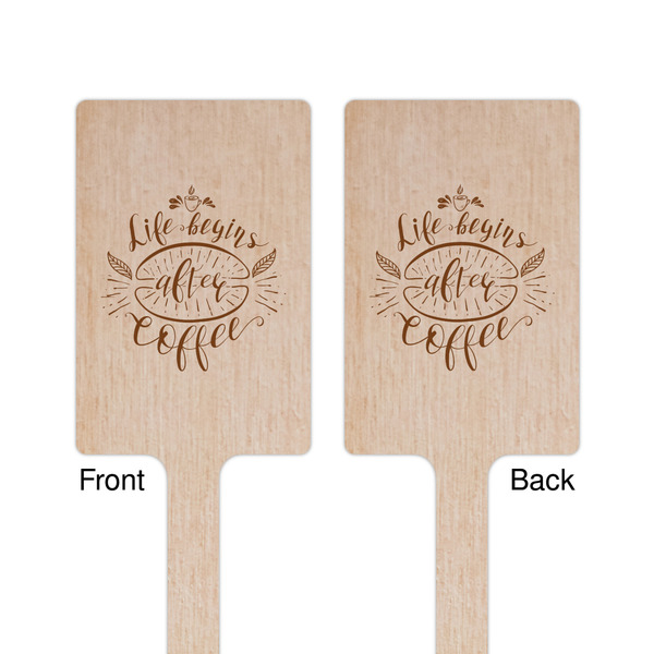 Coffee Lover Wooden 6.25" Stir Stick - Rectangular - Double Sided - Front & Back