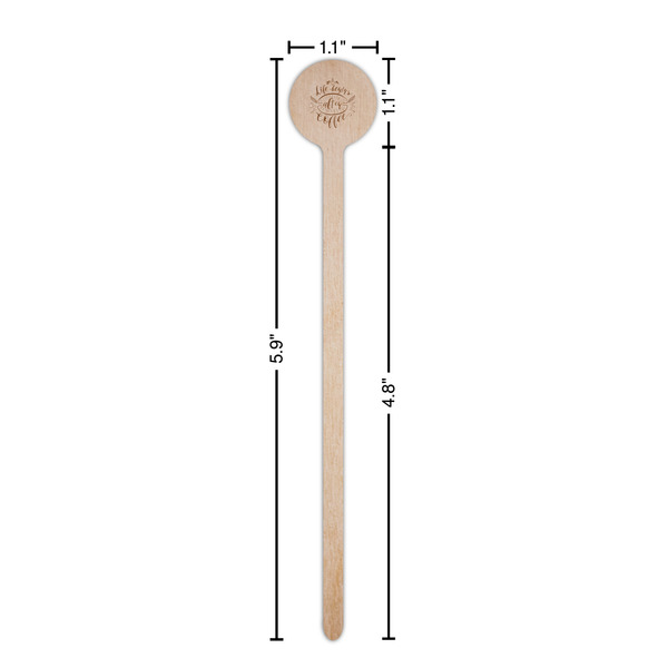 Coffee Lover Wooden 6" Stir Stick - Round - Dimensions
