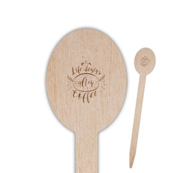 Coffee Lover Oval Wooden Food Picks - Single Sided