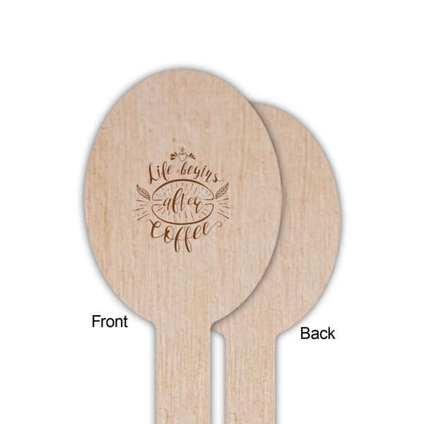 Coffee Lover Wooden Food Pick - Oval - Single Sided - Front & Back