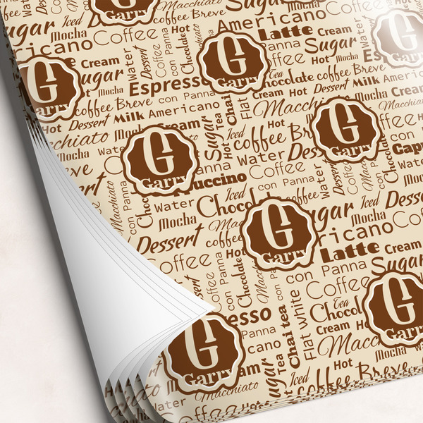 Custom Coffee Lover Wrapping Paper Sheets - Single-Sided - 20" x 28" (Personalized)
