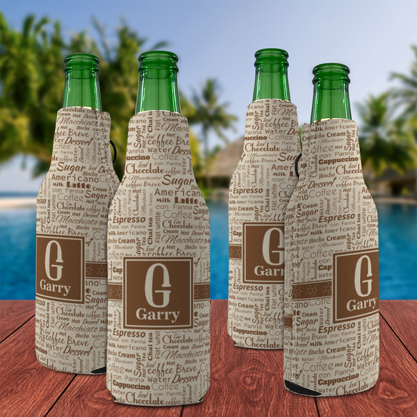 Coffee Lover Zipper Bottle Cooler - Set of 4 - LIFESTYLE