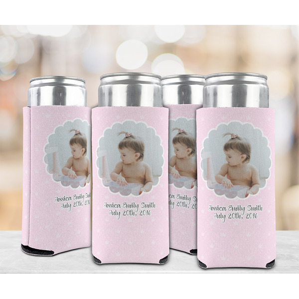 Baby Girl Photo 12oz Tall Can Sleeve - Set of 4 - LIFESTYLE