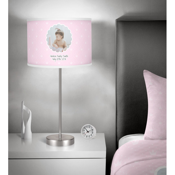 Baby Girl Photo 13 inch drum lamp shade - in room