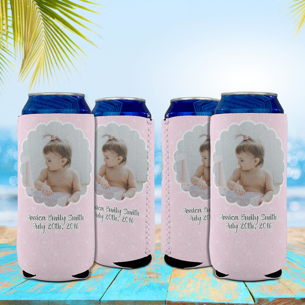 Baby Girl Photo 16oz Can Sleeve - Set of 4 - LIFESTYLE