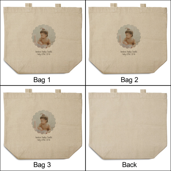 Baby Girl Photo 3 Reusable Cotton Grocery Bags - Front & Back View