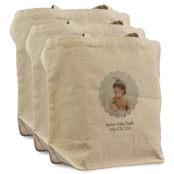 Custom Baby Girl Photo Reusable Cotton Grocery Bags - Set of 3