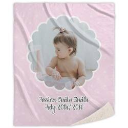 Baby Girl Photo Sherpa Throw Blanket (Personalized)
