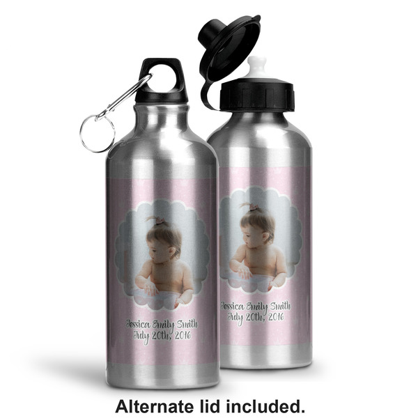 Baby Girl Photo Aluminum Water Bottle - Alternate lid options