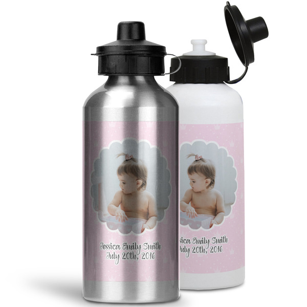 Baby Girl Photo Aluminum Water Bottles - MAIN (white &silver)