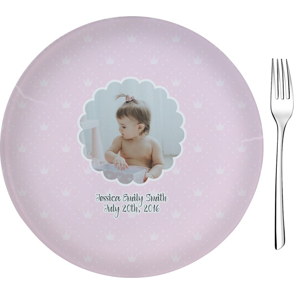 Custom Baby Girl Photo Glass Appetizer / Dessert Plate 8" (Personalized)