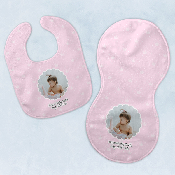 Custom Baby Girl Photo Baby Bib & Burp Set