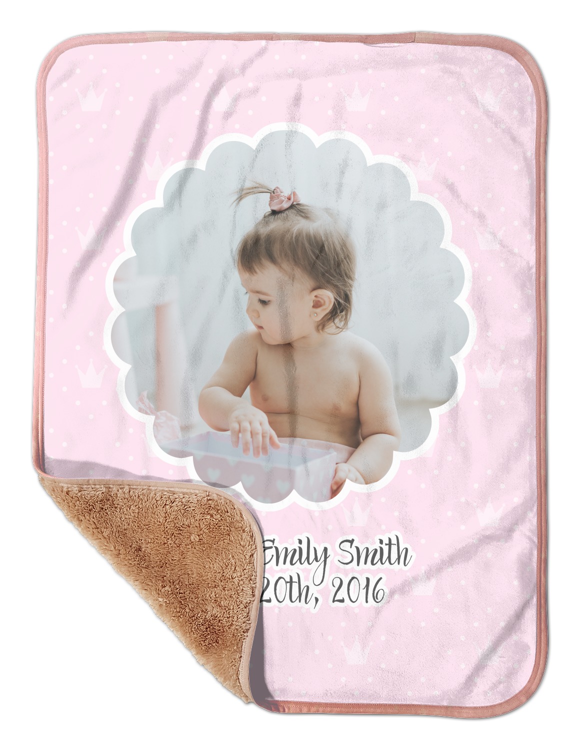 Custom Baby Girl Photo Sherpa Baby Blanket 30" x 40" YouCustomizeIt