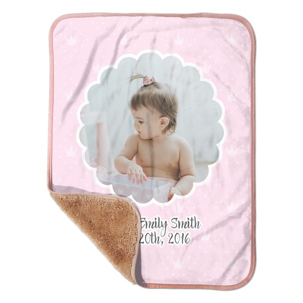 Custom Baby Girl Photo Sherpa Baby Blanket - 30" x 40"