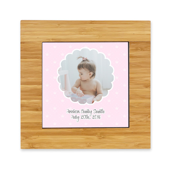 Custom Baby Girl Photo Bamboo Trivet with Ceramic Tile Insert