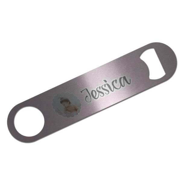 Custom Baby Girl Photo Bar Bottle Opener - Silver