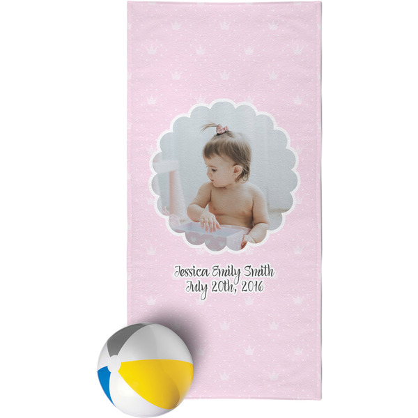 Custom Baby Girl Photo Beach Towel (Personalized)