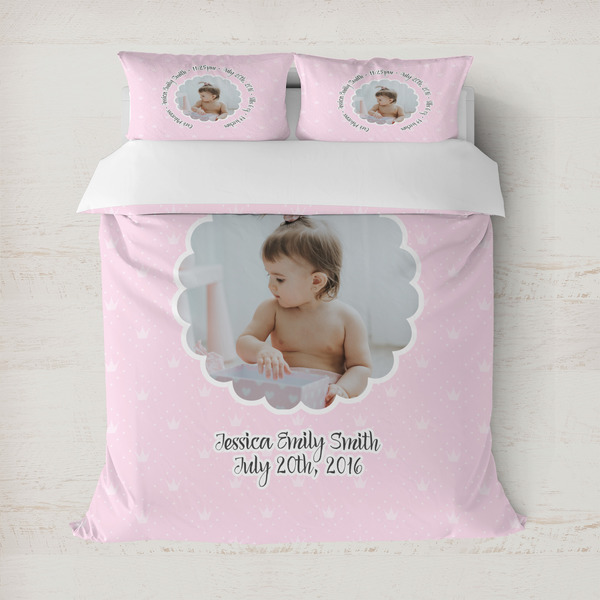 Custom Baby Girl Photo Duvet Cover Set - Full / Queen (Personalized)