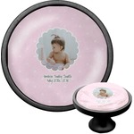 Baby Girl Photo Cabinet Knob (Black) (Personalized)