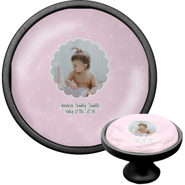 Custom Baby Girl Photo Cabinet Knob (Black) (Personalized)