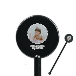 Baby Girl Photo 5.5" Round Plastic Stir Sticks - Black - Single Sided