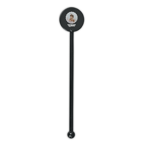 Baby Girl Photo Black Plastic 5.5" Stir Stick - Round - Single Stick