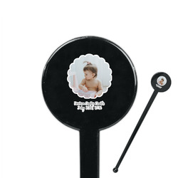 Baby Girl Photo 7" Round Plastic Stir Sticks - Black - Single Sided