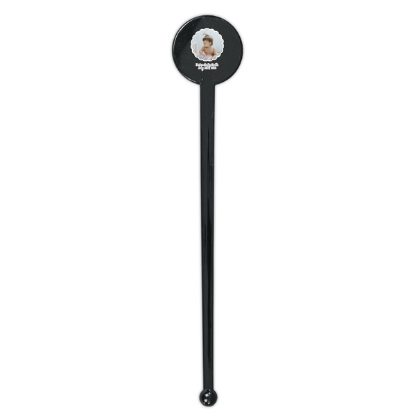 Baby Girl Photo Black Plastic 7" Stir Stick - Round - Single Stick