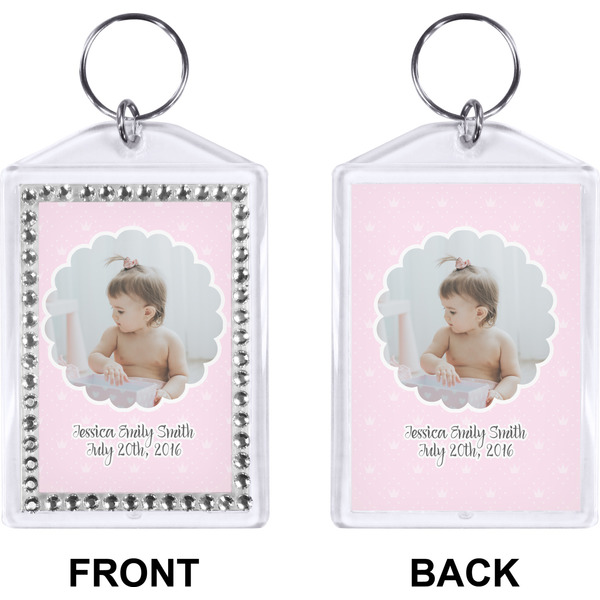 Baby Girl Photo Bling Keychain (Front + Back)