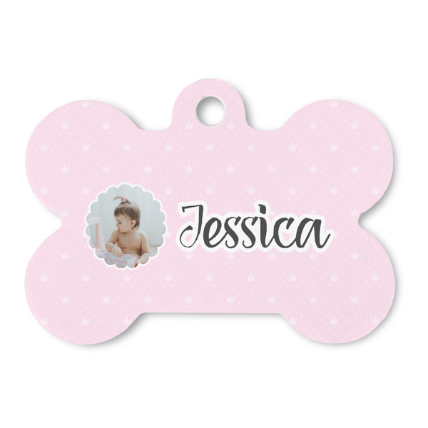 Custom Baby Girl Photo Bone Shaped Dog ID Tag
